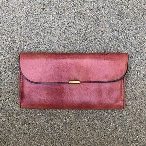 Vintage ECHT 2 PRYM Leather Tri Fold Wallet Clutch Multi Pocket Purple RARE​​​​​